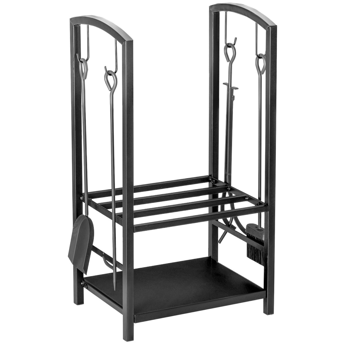 Firewood stand firewood rack firewood tray 2 layers fireplace tool black 40x30x74.5cm