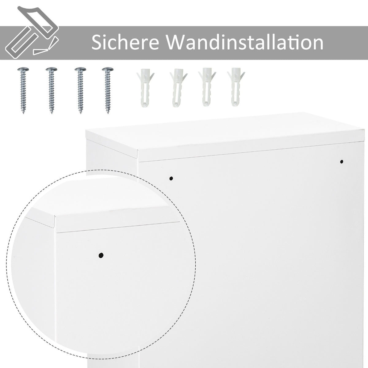 First Aid Cabinet Medicine Cabinet 3 Compartments Lockable Steel White 40X18X60Cm