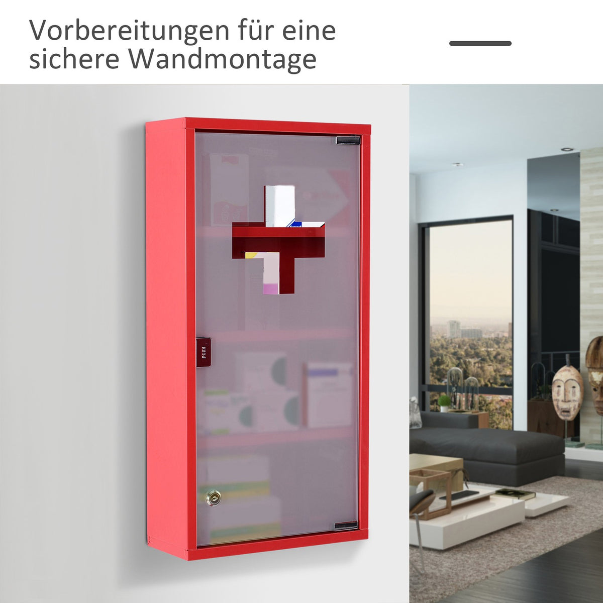 First Aid Cabinet Medicine Cabinet Stainless Steel Lock Safe Practical Model 3