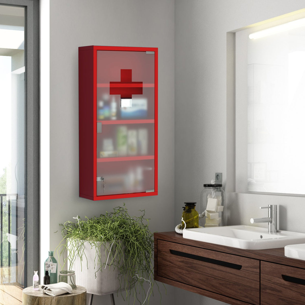 First Aid Cabinet Medicine Cabinet Stainless Steel Lock Safe Practical Model 3