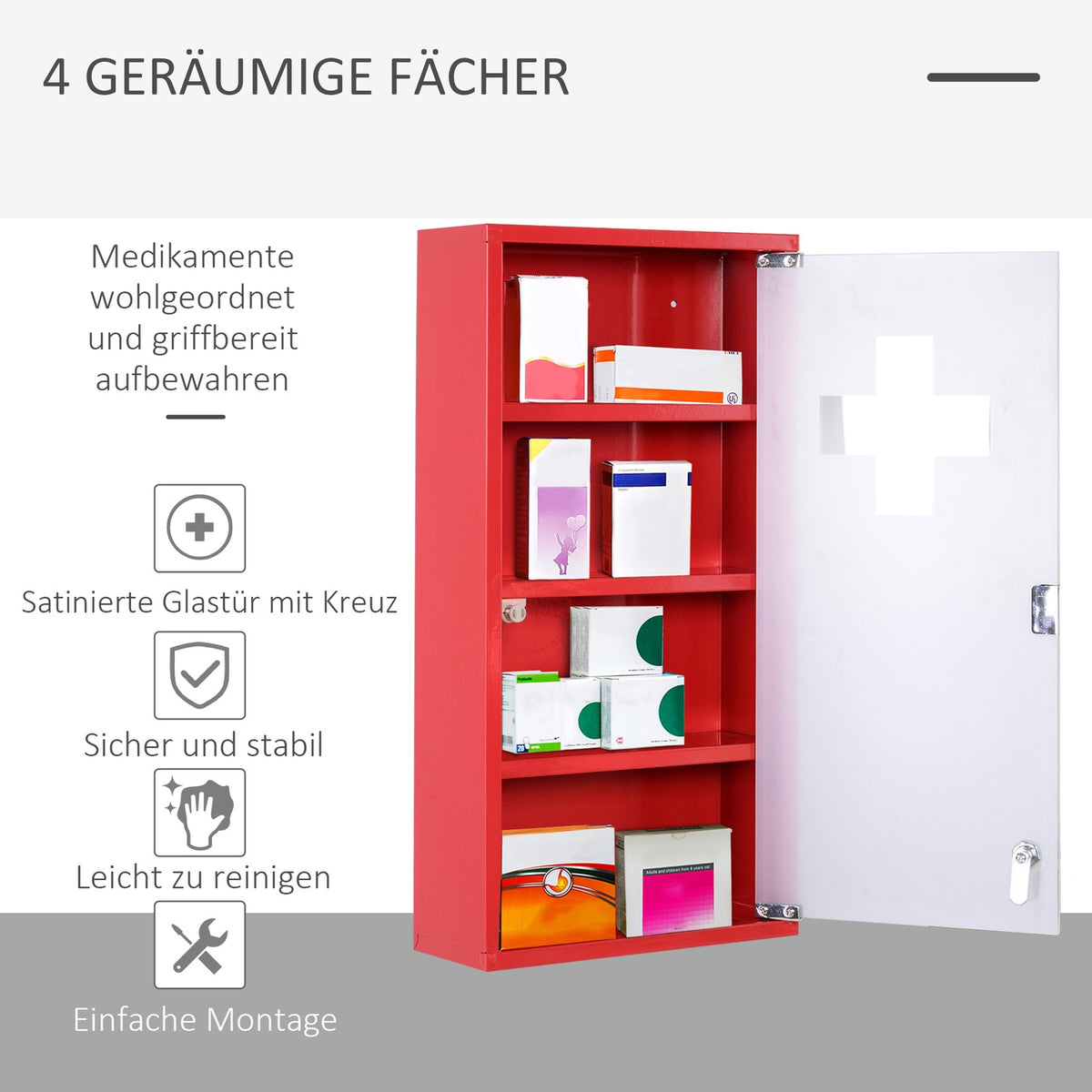 First Aid Cabinet Medicine Cabinet Stainless Steel Lock Safe Practical Model 3