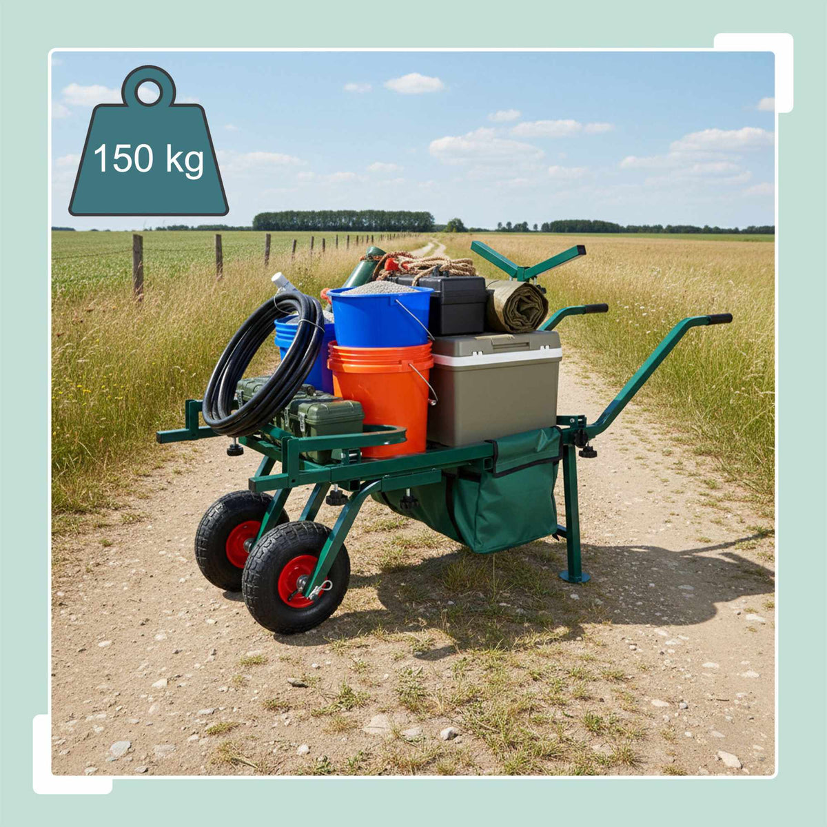 Fishing Trolley with Bag – Metal Frame, Pneumatic Tyres