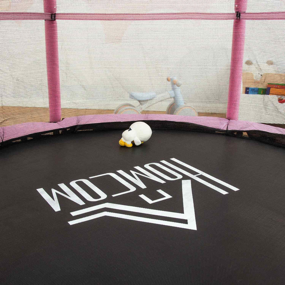 Fitness Trampoline For Children With Safety Net And Edge Cover, Rubber Rope, Pink, Up To 45 Kg