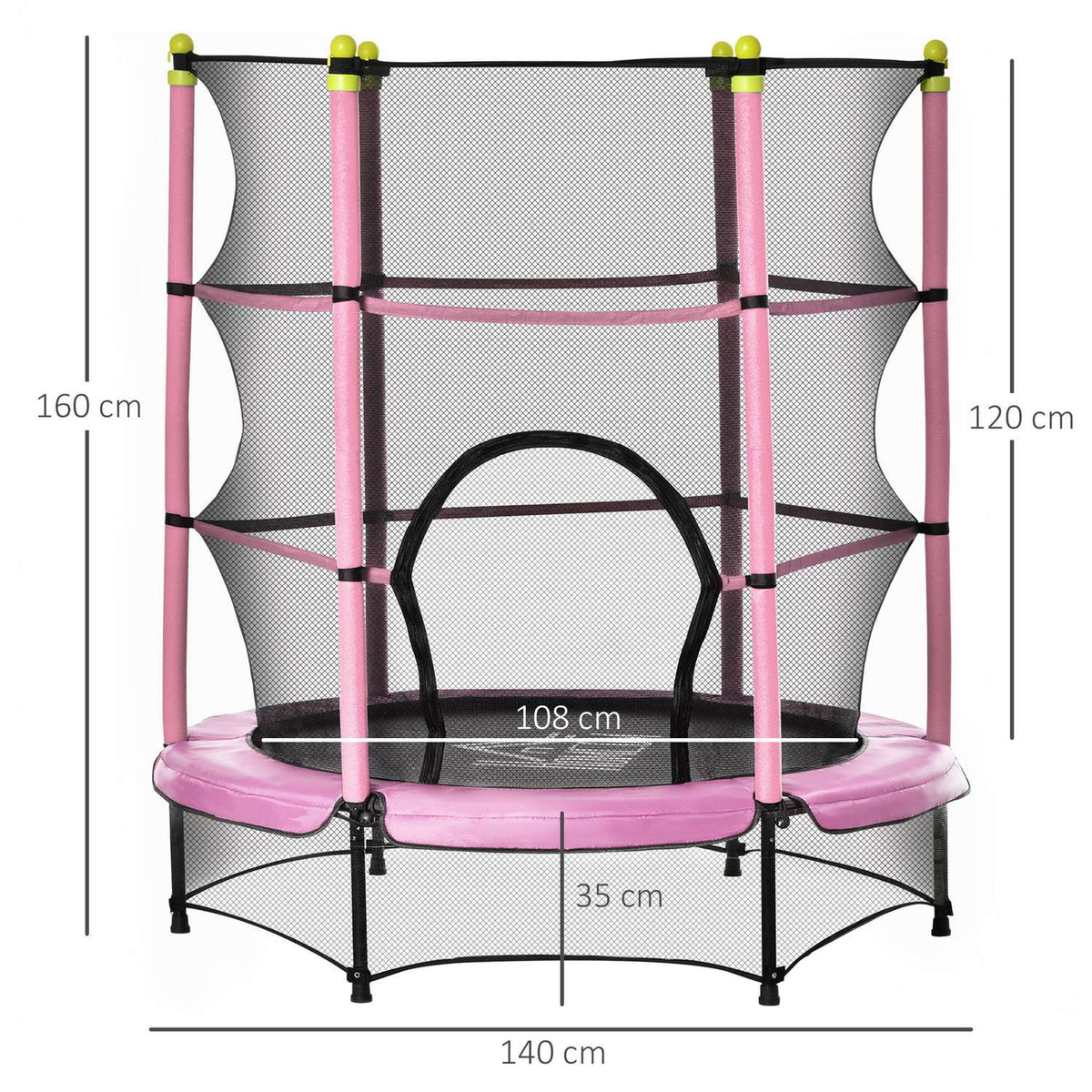 Fitness Trampoline For Children With Safety Net And Edge Cover, Rubber Rope, Pink, Up To 45 Kg