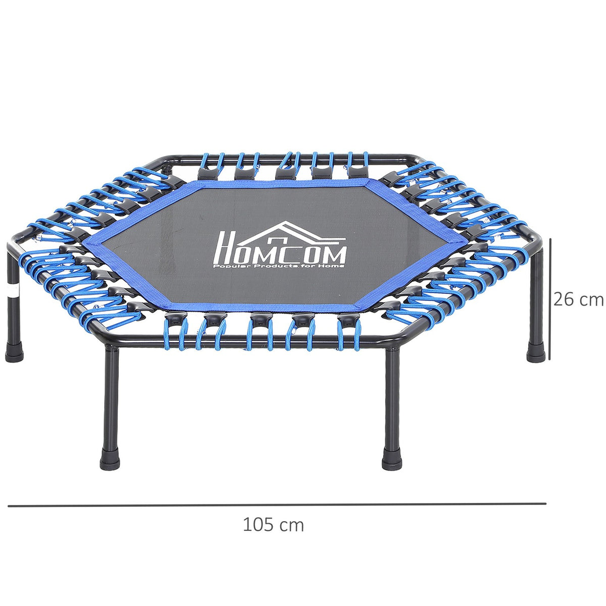 Fitness Trampoline, Trampoline For Yoga, Garden Trampoline, Steel + Pp, Blue, Ø105 X 26H Cm