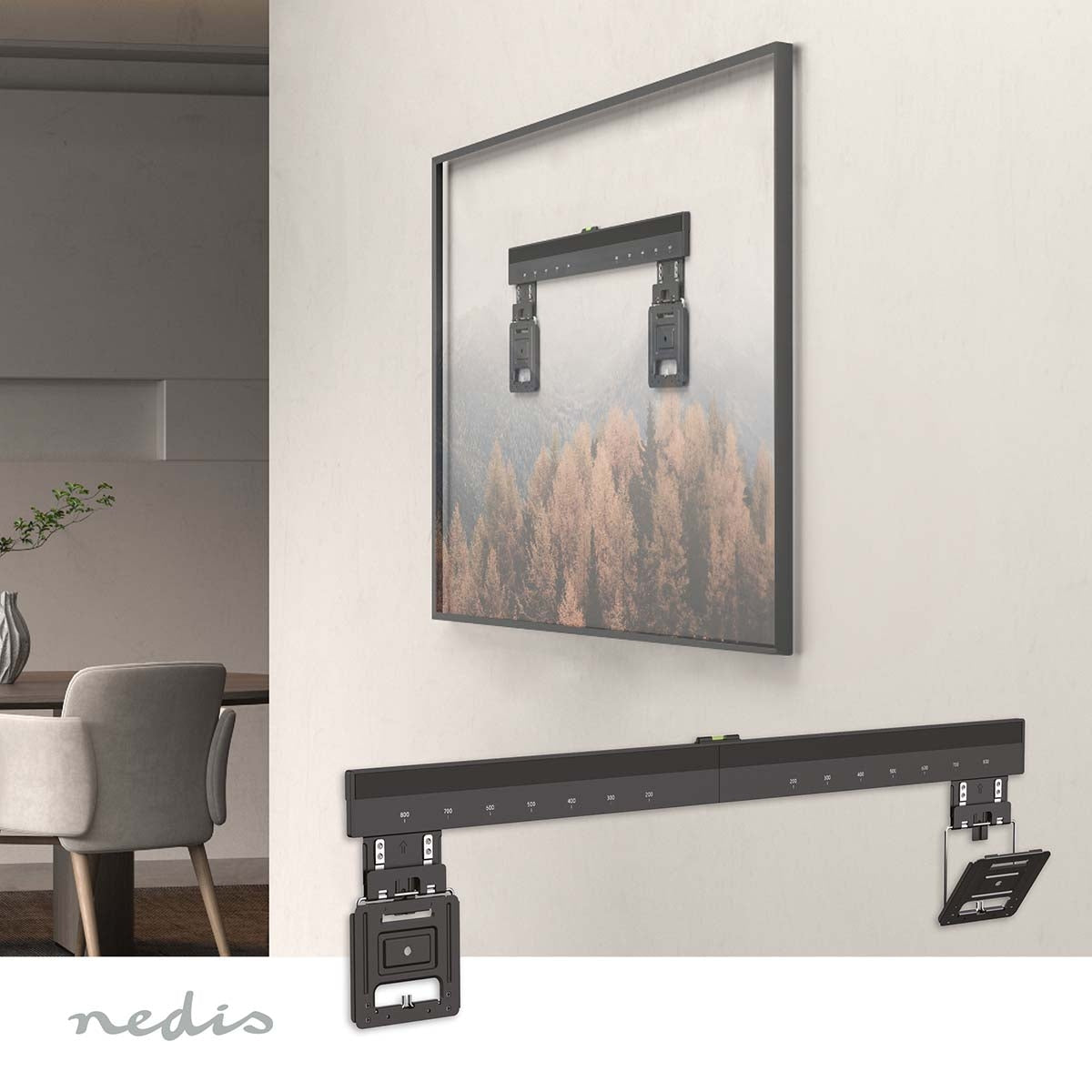 Fixed TV Wall Mount | 43 - 100 " | Maximum supported screen weight: 75 kg | Minimum wall distance: 9,50 mm | Steel | Black