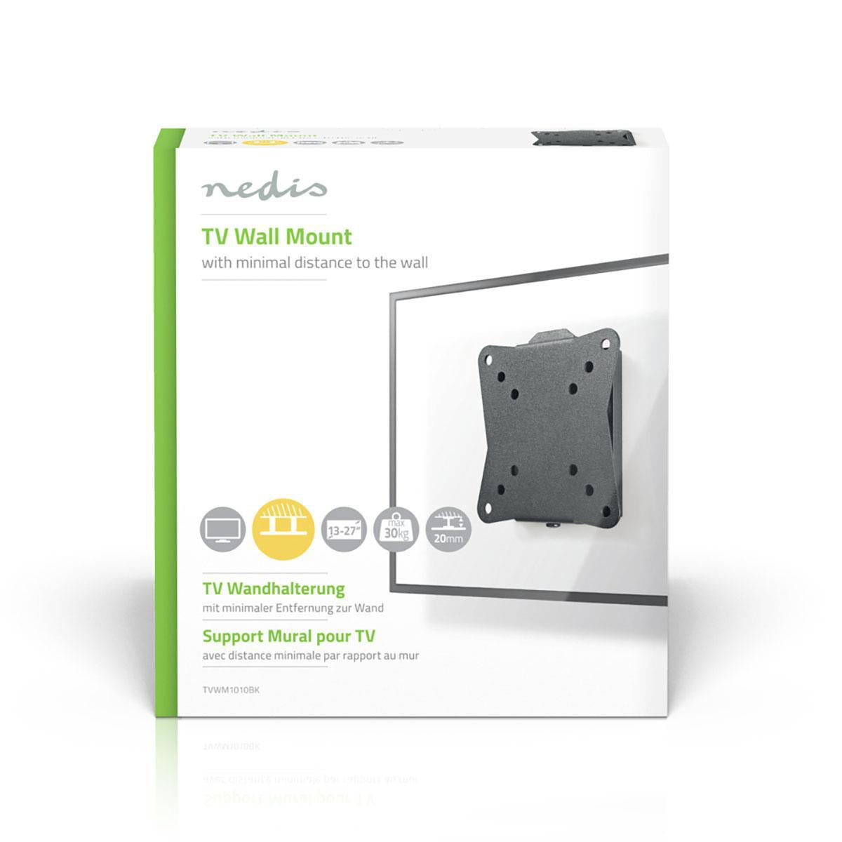 Fixed TV wall mount | 13-27 " | Maximum screen weight supported: 30 kg | Minimum wall distance: 20 mm | Steel | Black