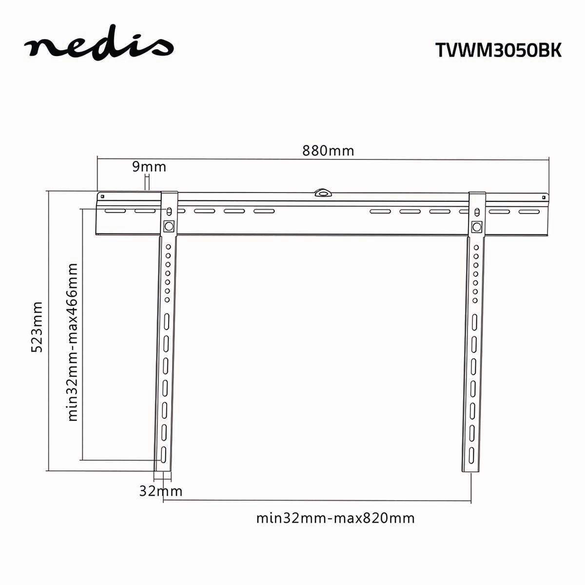 Fixed TV wall mount | 37-70 " | Maximum screen weight supported: 65 kg | Minimum wall distance: 9 mm | Steel | Black