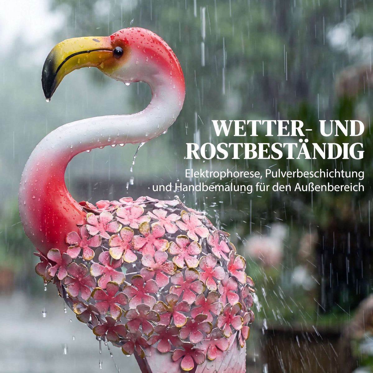 Flamingo Garden Statues Set of 2, Metal Birds with Anchors