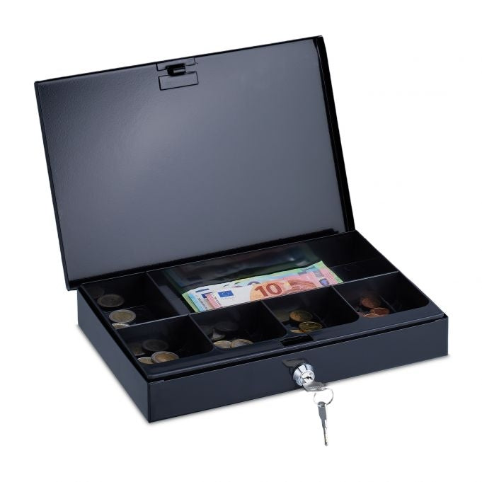Flat cash box with 2 keys
