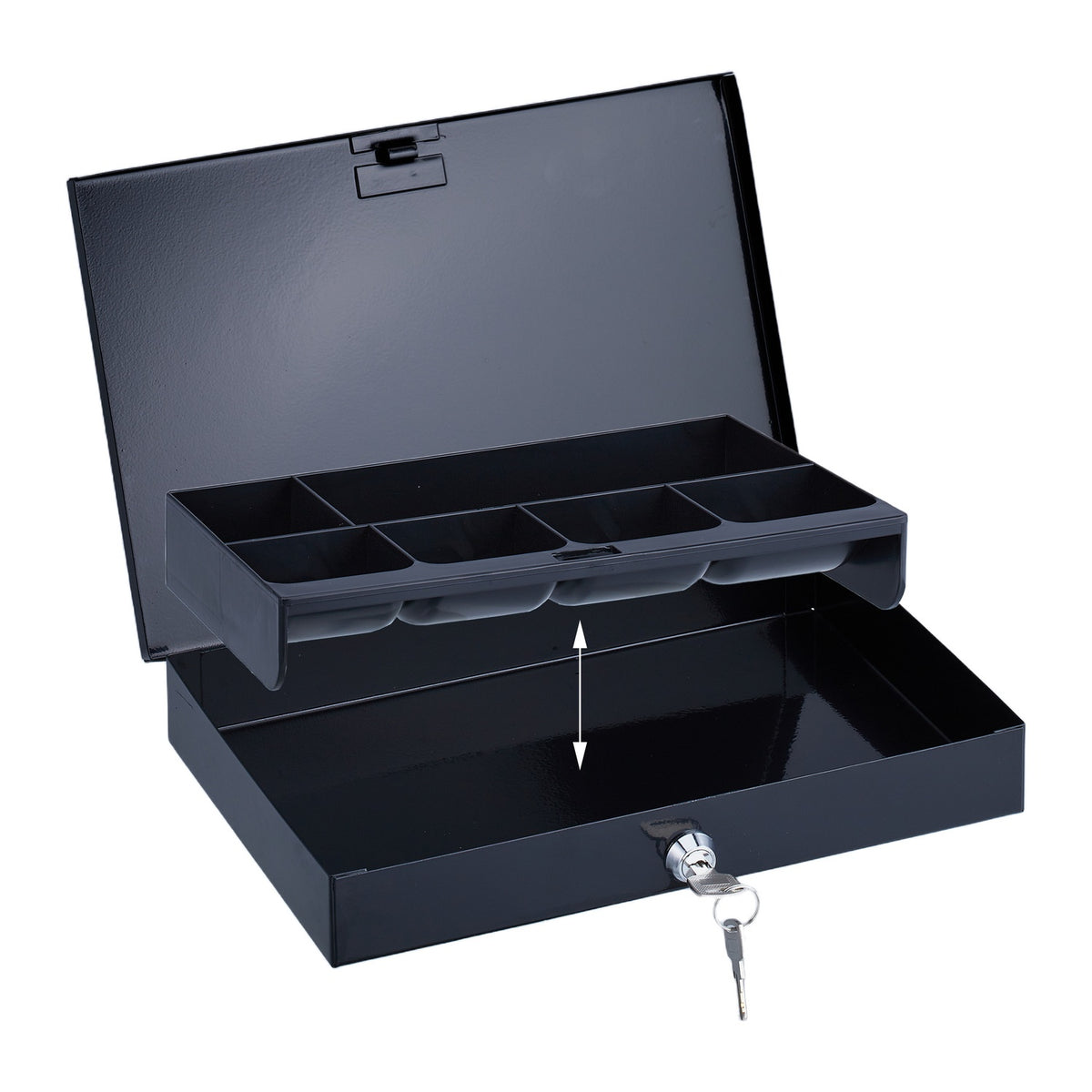 Flat cash box with 2 keys