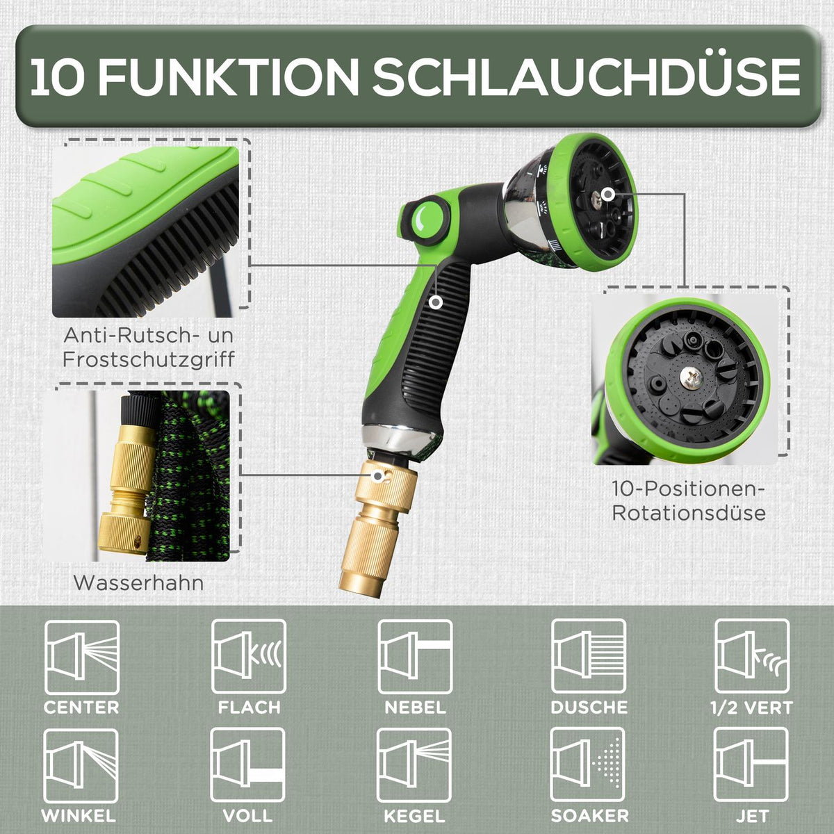 Flexible Garden Hose 22.5 M 10 Functions Spray Nozzle Water Hose 1/2 3/4 Inch Connection Car Wash Watering