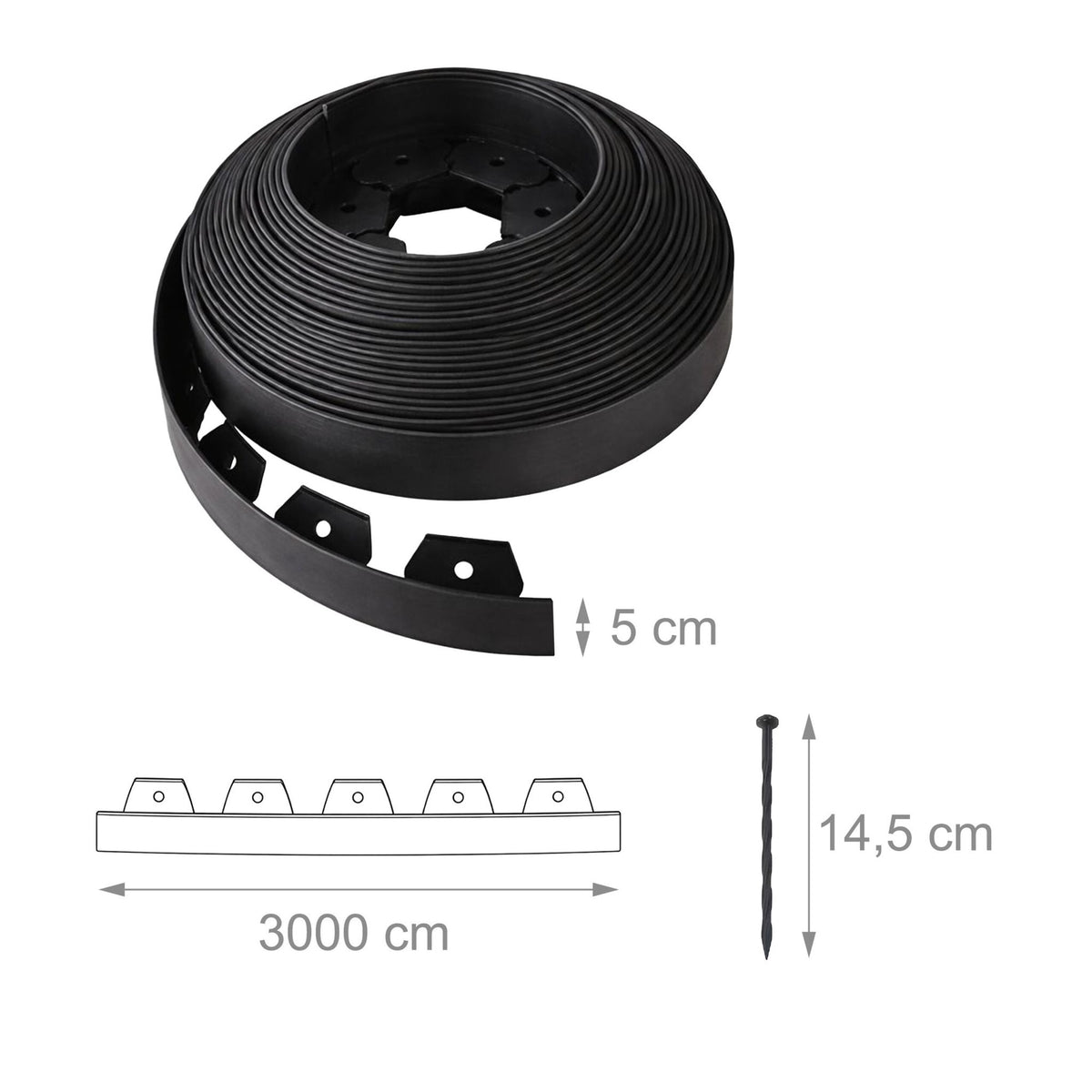 Flexible Plastic Garden Bed Edging with Ground Pegs