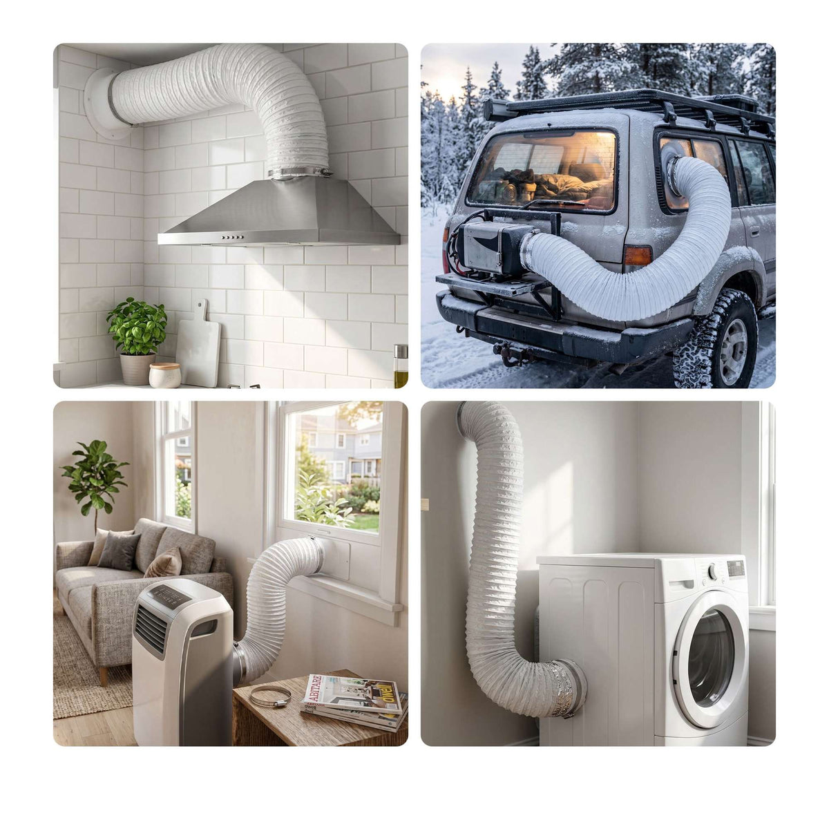 Flexible White Vent Hose, 5m - 75mm Diameter