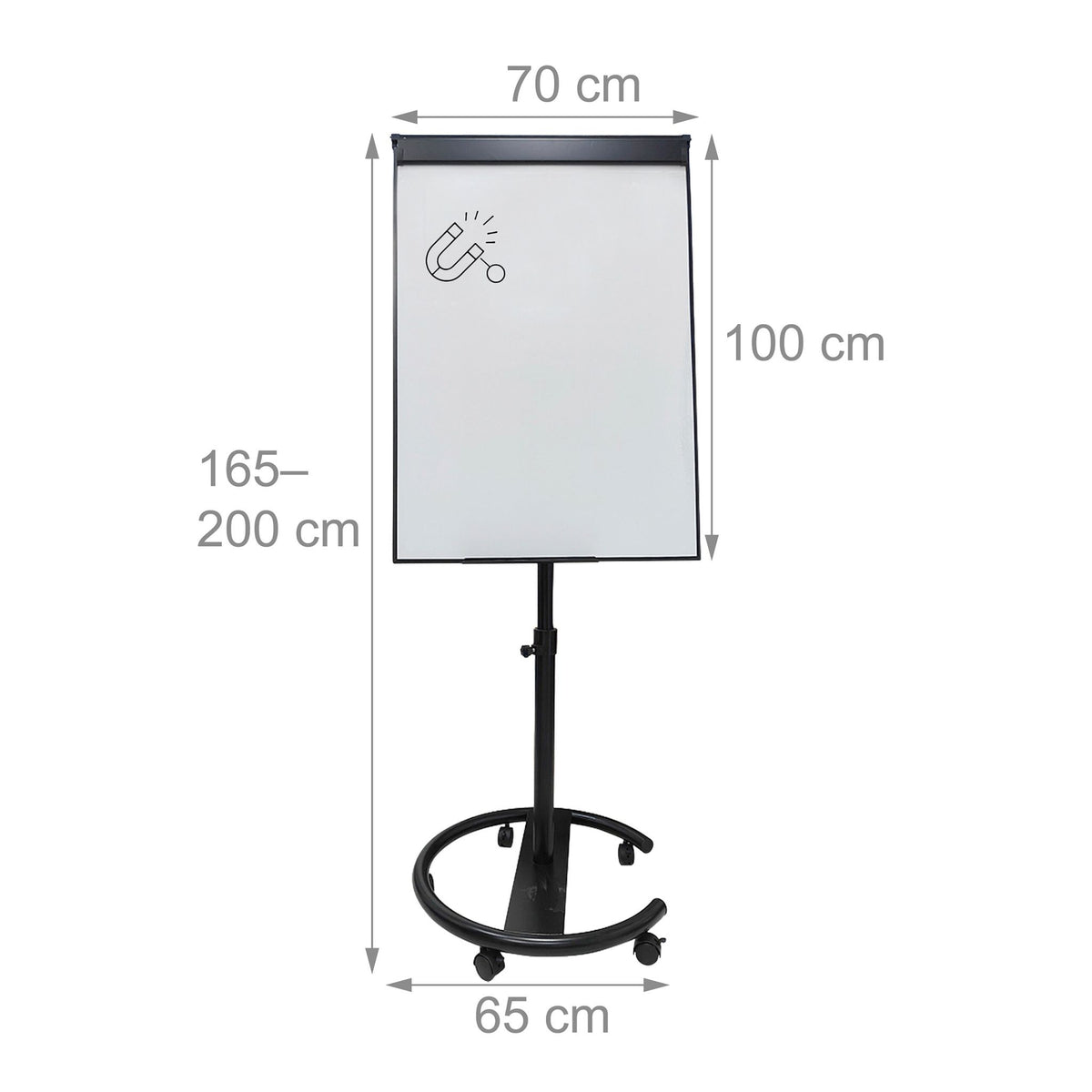 Flipchart Whiteboard, Magnetic, 100x70 cm, Mobile Stand
