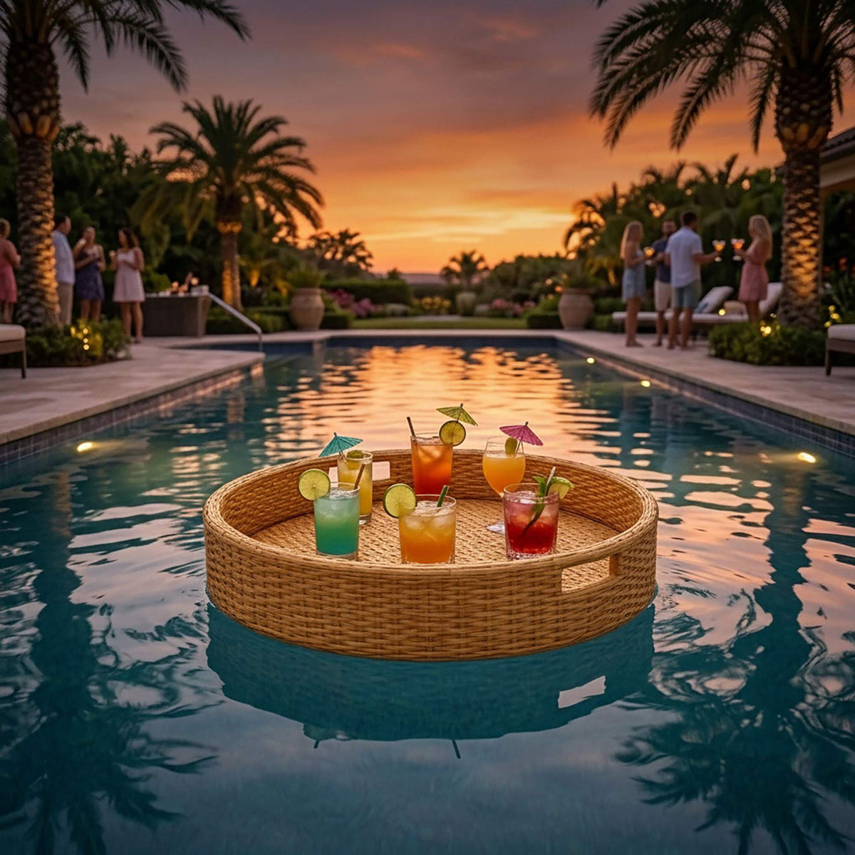 Floating Pool Tray, 60 cm, PE Rattan, Foam Core