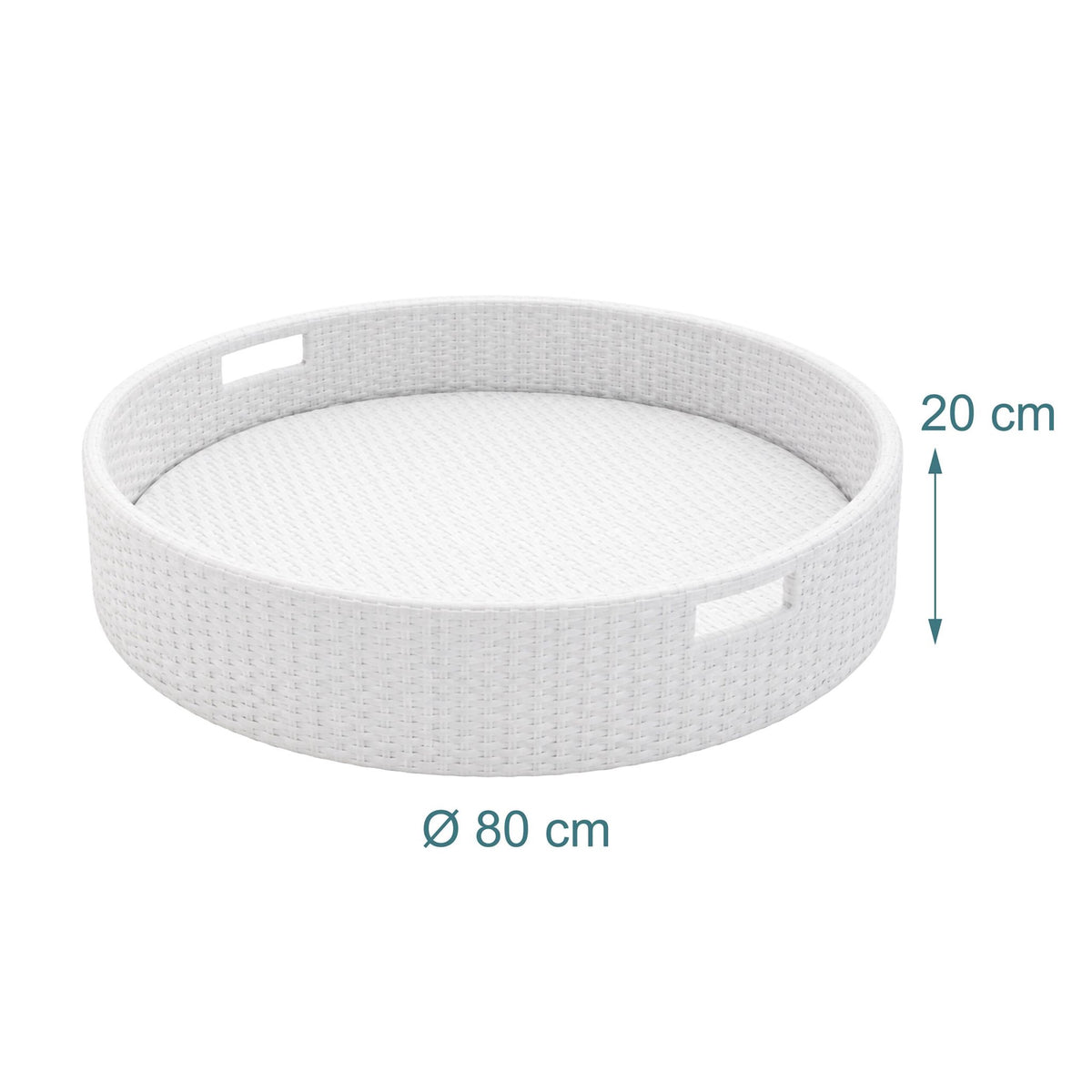Floating Pool Tray, White, 80 cm, PE Rattan