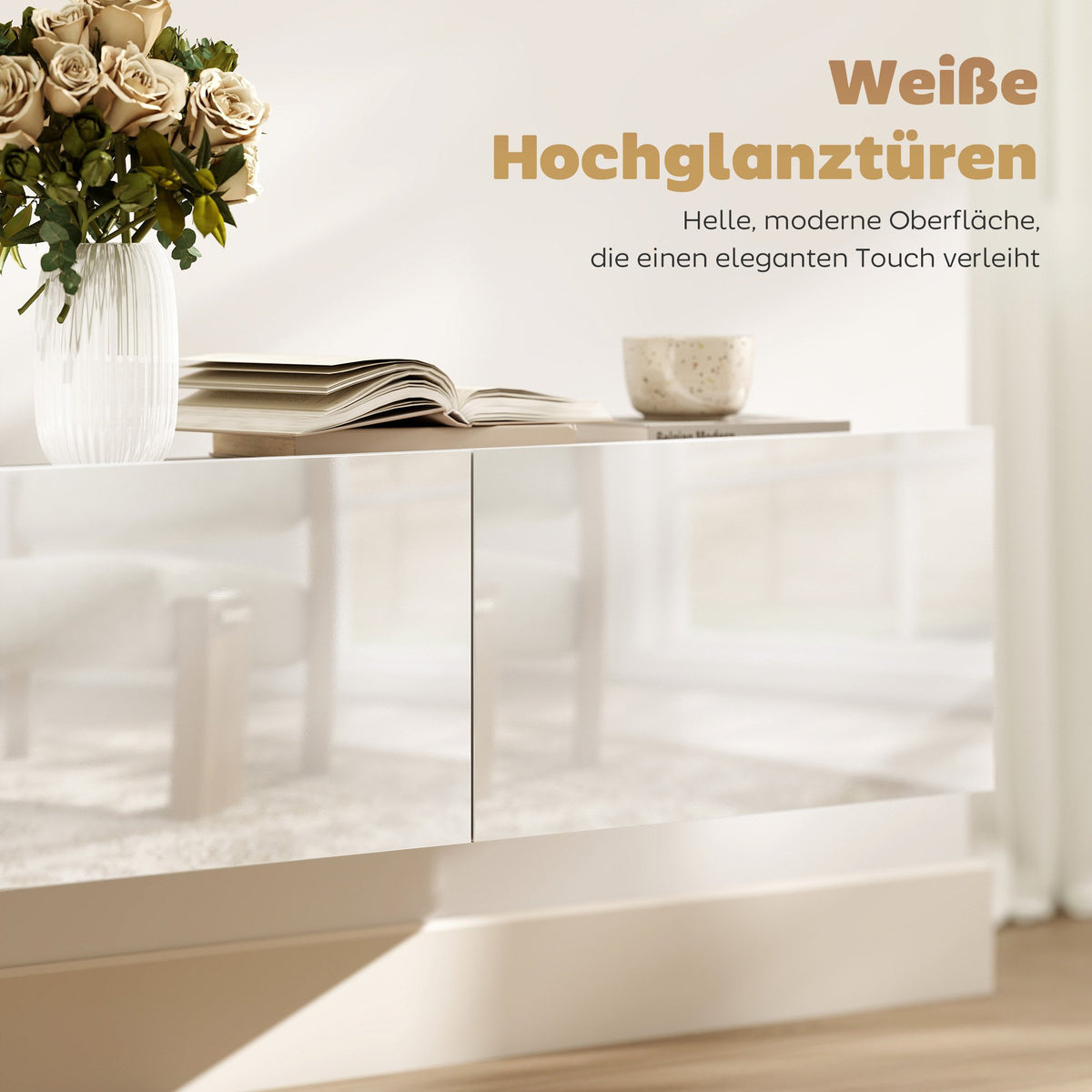 Floating TV Cabinet, Wall-Mount, 3 Drawers, 180 cm, White