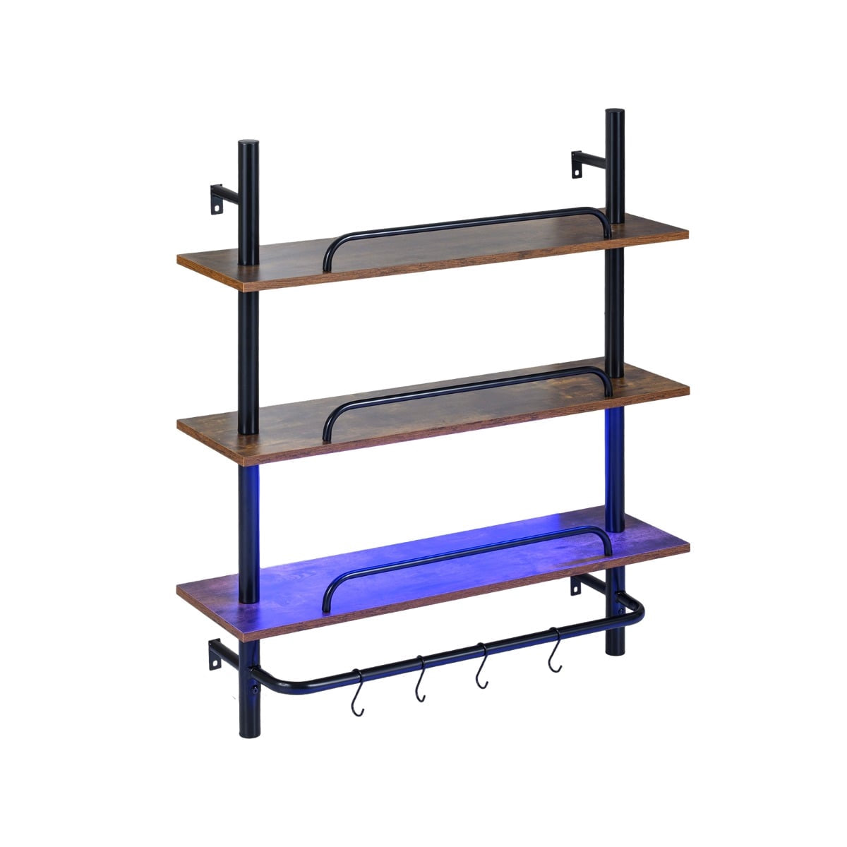 Floating Wall Shelf with RGB LED, 3-Tier, 80.5 x 24 x 97 cm