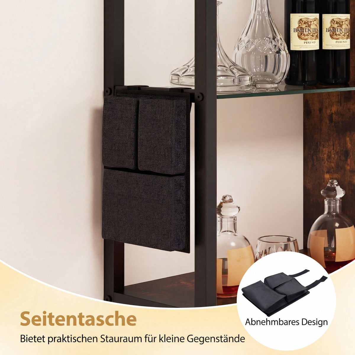 Floating Wall Shelf with RGB LED, 6-Tier, 8 Hooks, 107x24x96 cm