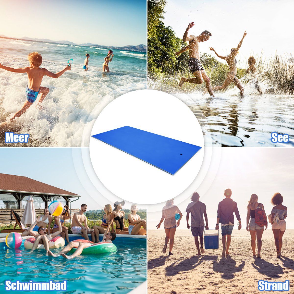 Floating Water Mat Tear-Resistant XPE Foam Mat for Pool 355 x 183 x 3.5cm Blue