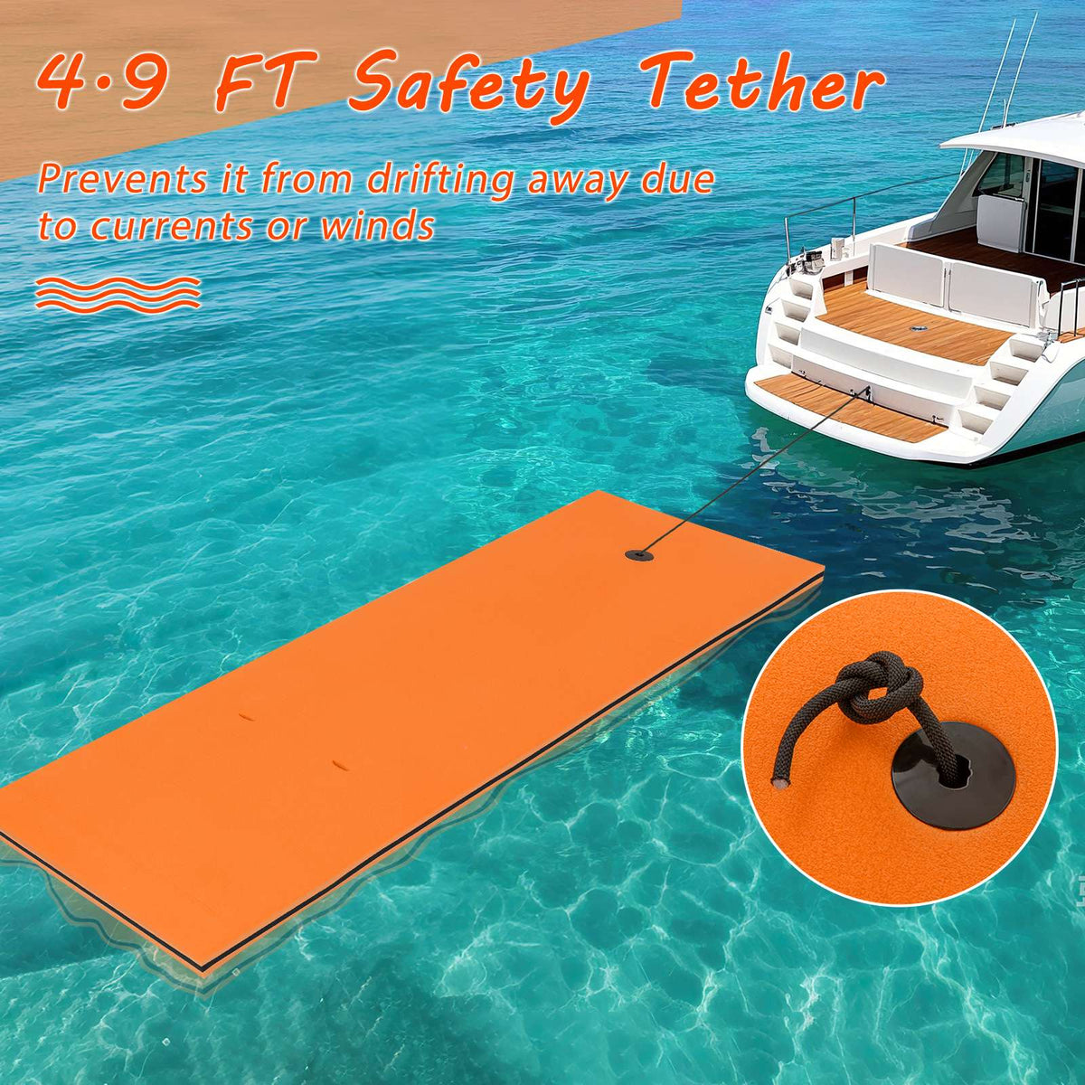 Floating Water Pad, 3-Layer XPE Foam, 83 x 26 in, Orange
