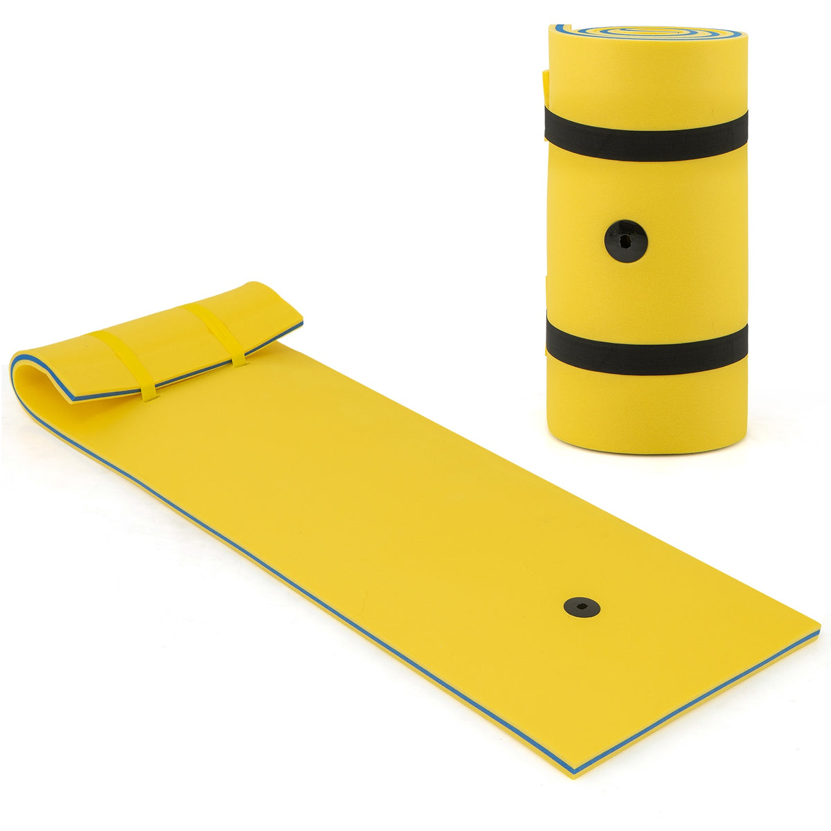 Floating Water Pad, 83 x 26 in 3-Layer XPE Foam, Bungee Tether