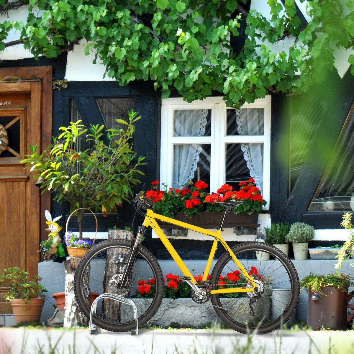 Floor Bike Rack for 2 Bicycles, Galvanised Steel