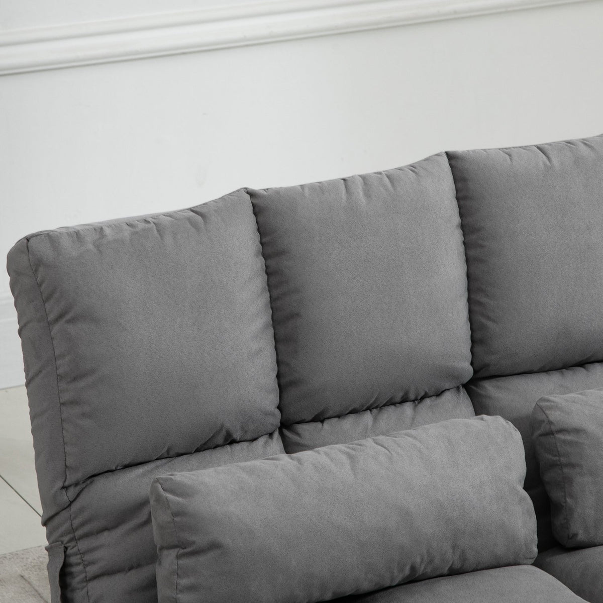 Floor Chair 2-In-1 Floor Chair & Bed With Backrest, 3 Positions Adjustable, Seat Cushion, Gray, Velvet & Steel, 102X73X60Cm