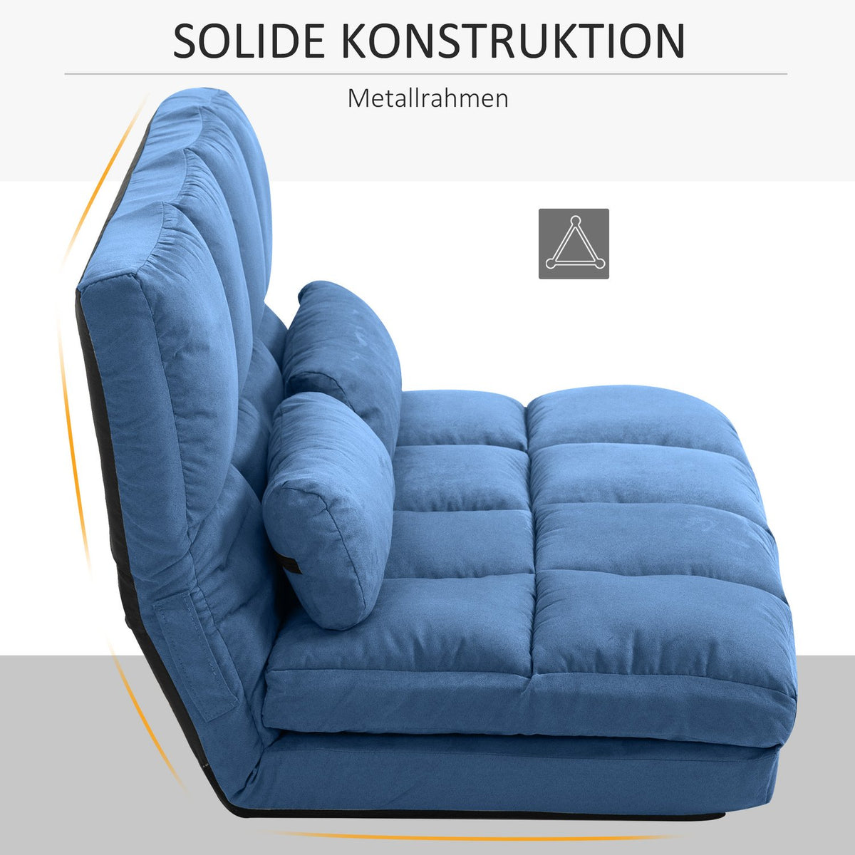 Floor Chair 2-In-1 Floor Chair Folding Bed Backrest 3 Positions Adjustable Seat Cushion Velvet Steel Blue 102X73X60Cm
