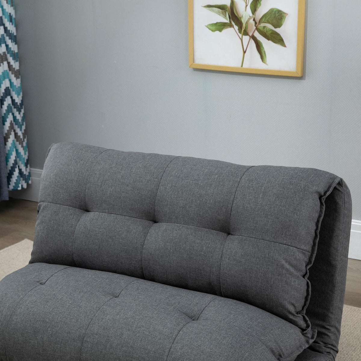 Floor Chair 2-in-1 Floor Sofa Sofa Bed 13 Positions Adjustable Backrest for Living Room Linen 100 x 71 x 54 cm Gray