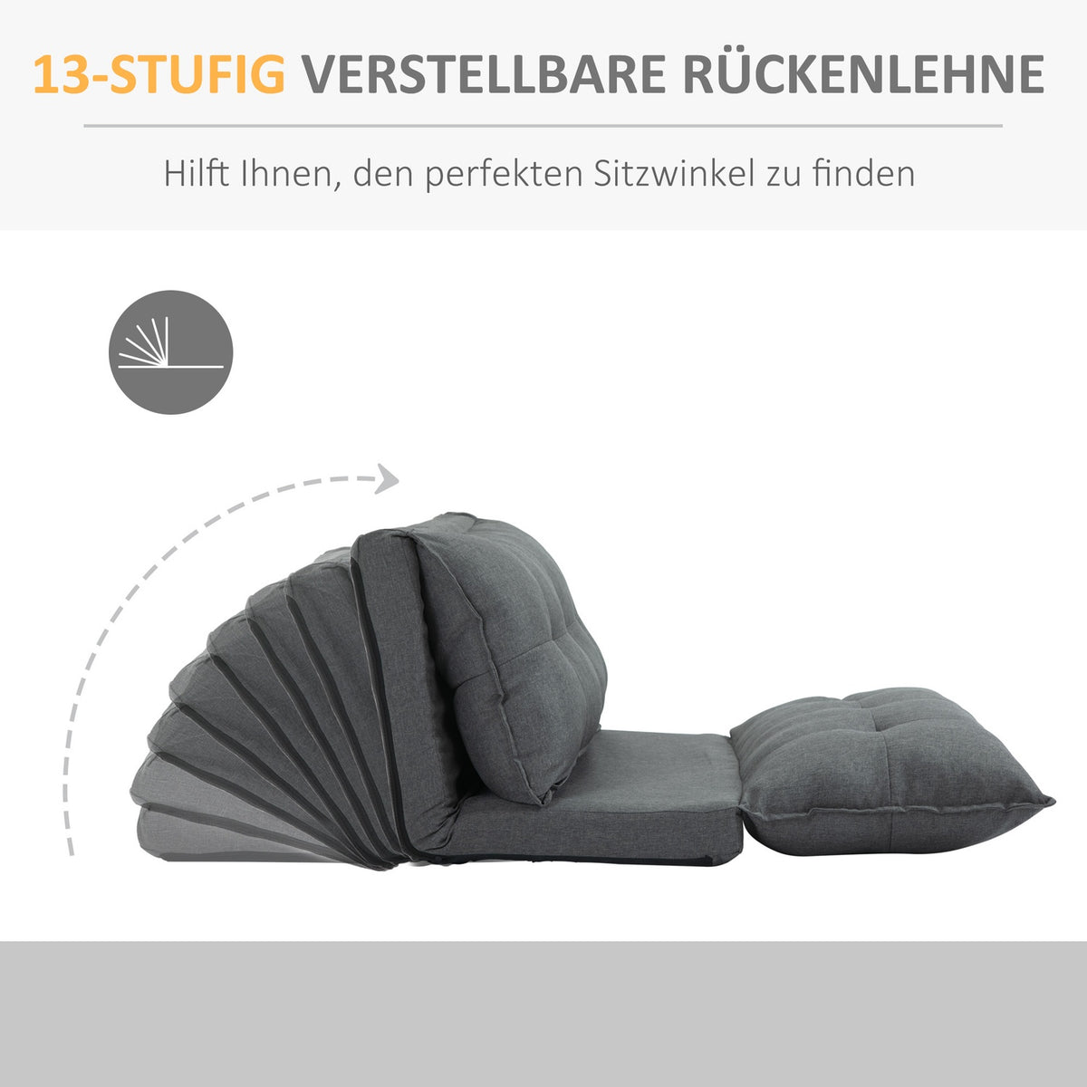 Floor Chair 2-in-1 Floor Sofa Sofa Bed 13 Positions Adjustable Backrest for Living Room Linen 100 x 71 x 54 cm Gray