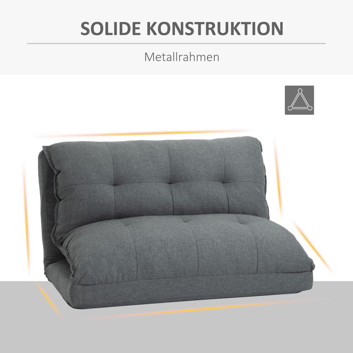 Floor Chair 2-in-1 Floor Sofa Sofa Bed 13 Positions Adjustable Backrest for Living Room Linen 100 x 71 x 54 cm Gray