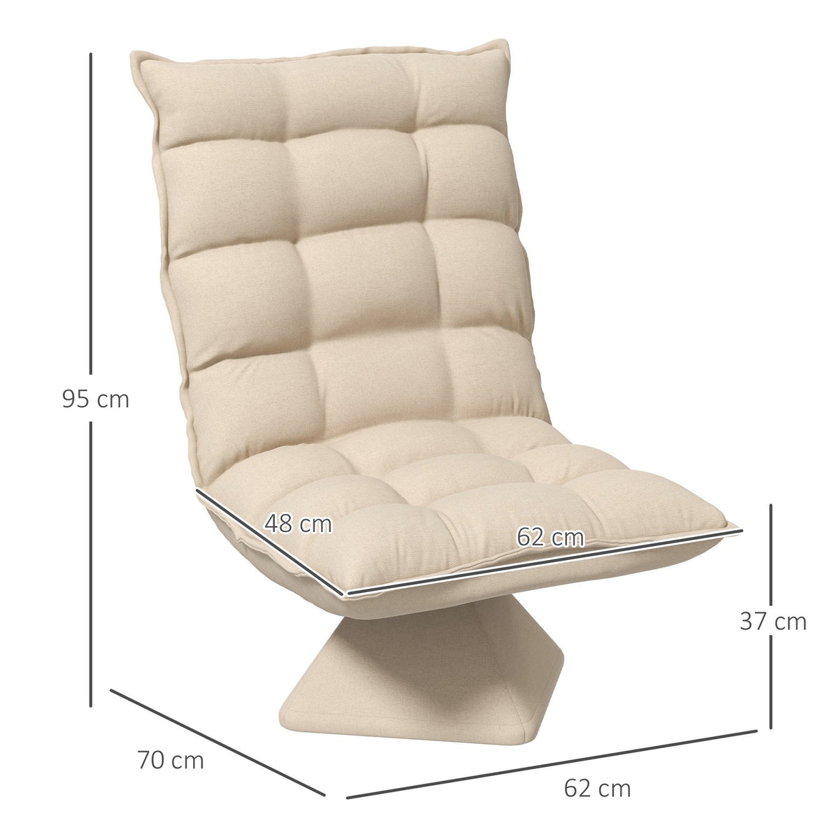Floor Chair Adjustable Floor Sofa Swivel Meditation Chair Padded Relax Chair Lazy Sofa Beige