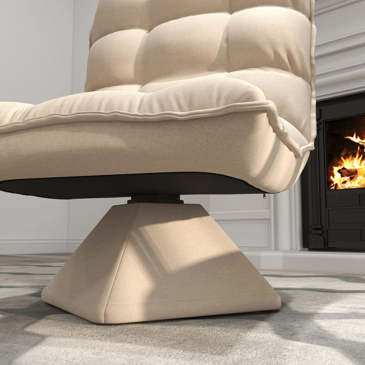 Floor Chair Adjustable Floor Sofa Swivel Meditation Chair Padded Relax Chair Lazy Sofa Beige