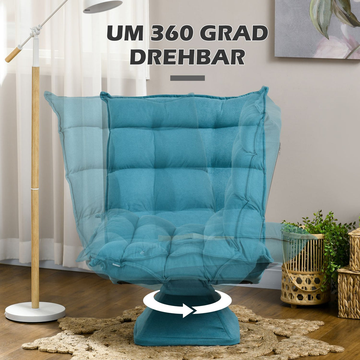 Floor Chair Adjustable Floor Sofa Swivel Meditation Chair Relax Chair Lazy Sofa Living Room Office Blue