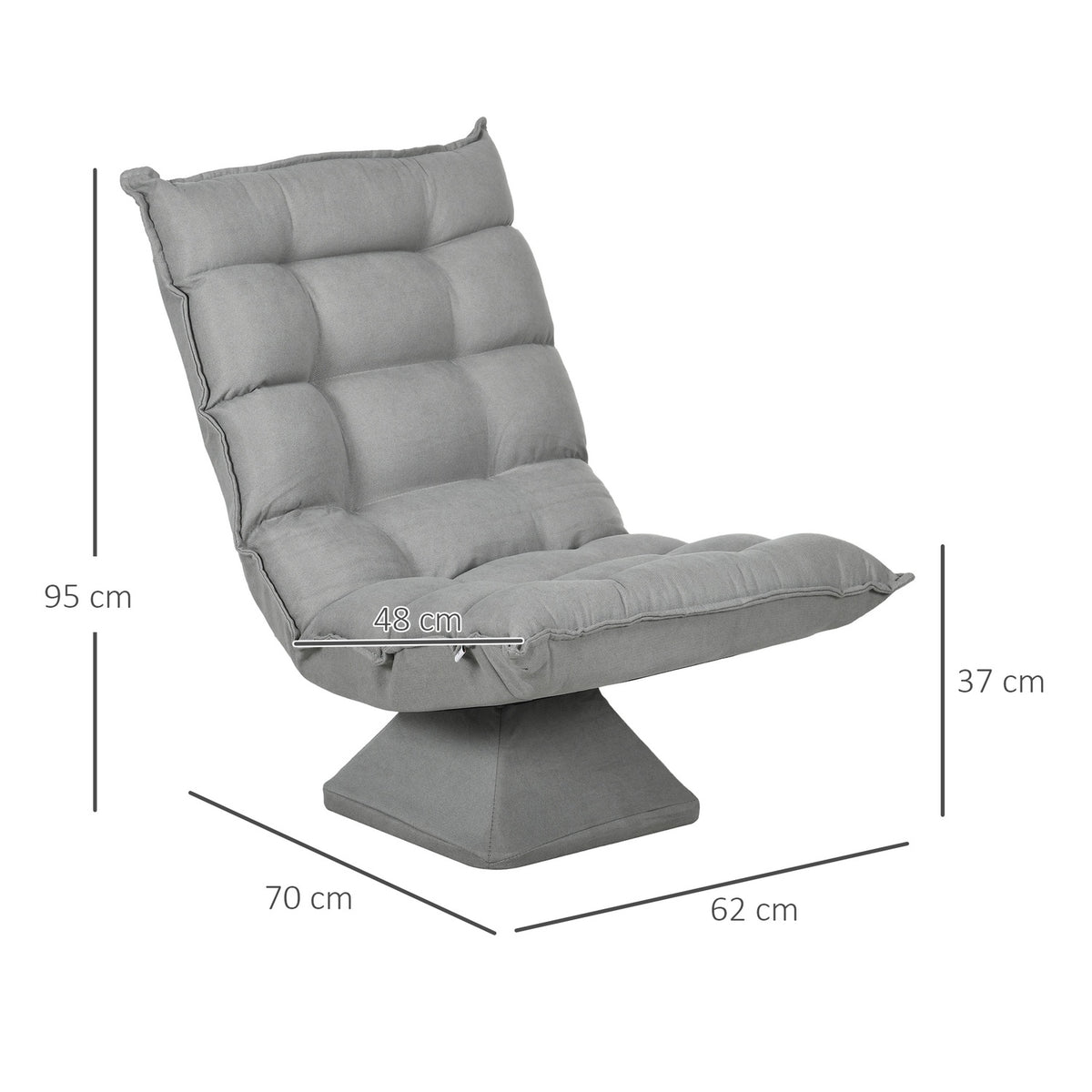 Floor Chair Adjustable Floor Sofa Swivel Meditation Chair Relax Chair Lazy Sofa for Living Room Office Light Gray