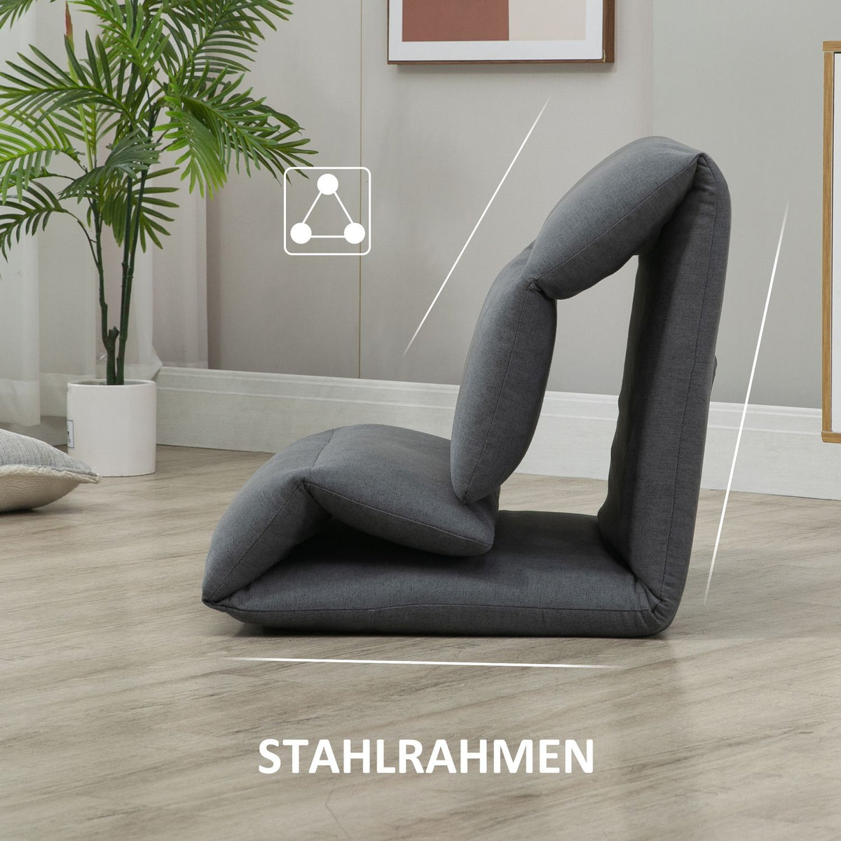 Floor Chair Adjustable Relax Chair Reclining Function Foldable Dark Gray 72X71X60Cm