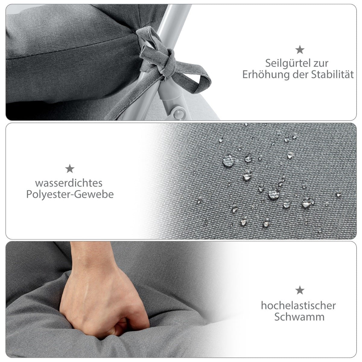 Floor Chair Cushion Set, 4 Pack, Adjustable Backrest, Gray
