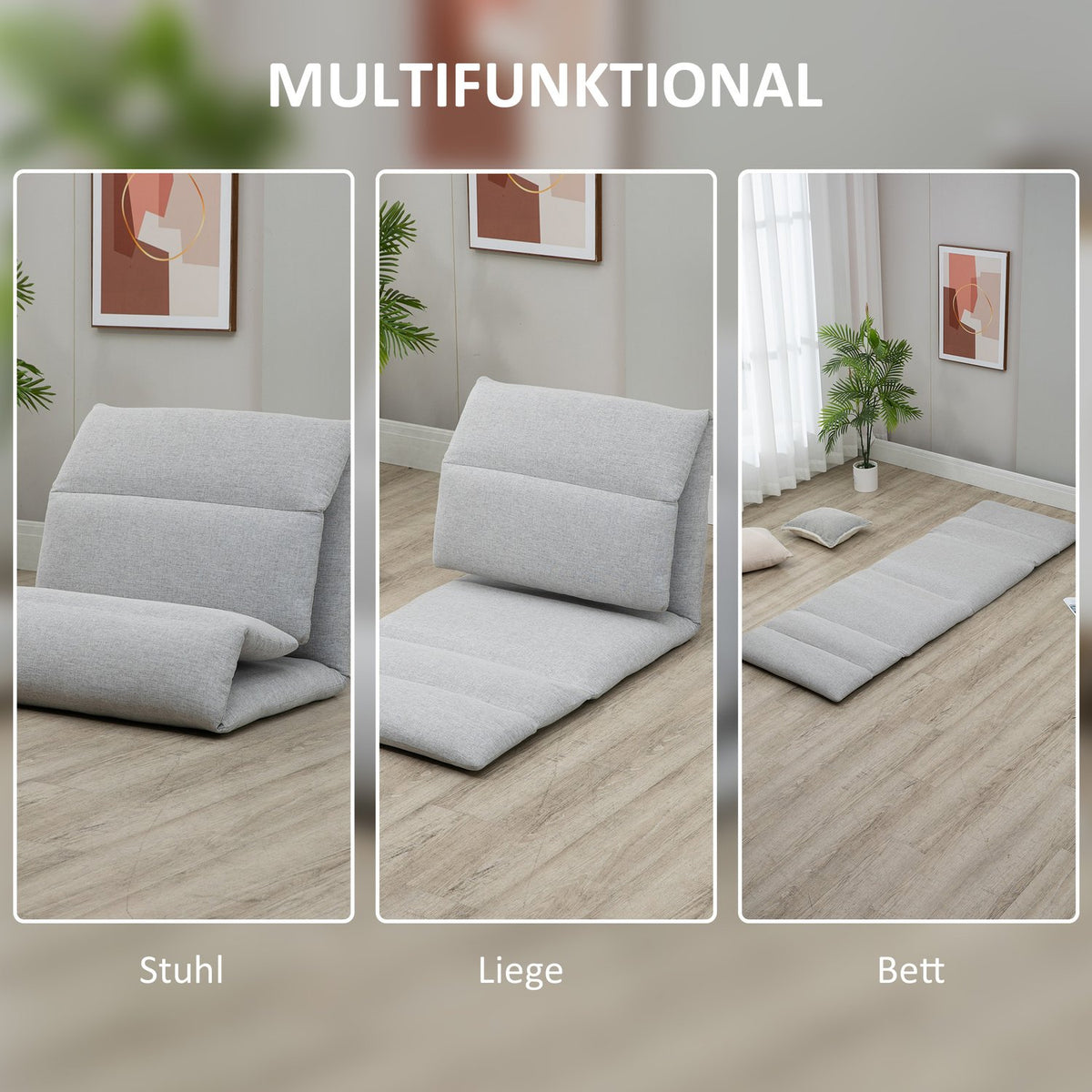 Floor Chair, Floor Chair With 5-Level Adjustable Backrest, Folding Floor Sofa With Reclining Function, Floor Cushion