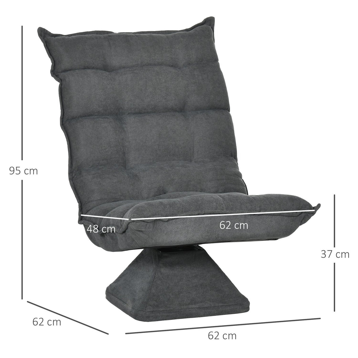 Floor Chair Floor Sofa With Adjustable Backrest, Swivel Relaxation Chair, Floor Seat Cushion For Living Room, Office, Microfiber Cloth, Gray