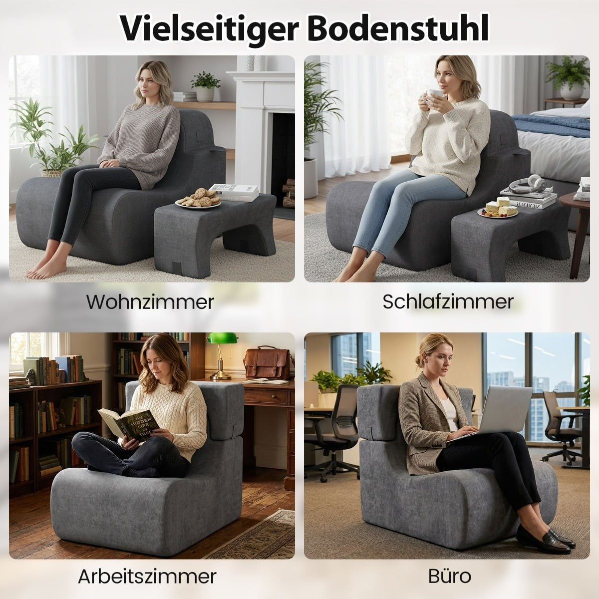 Floor Chair for Adults – Removable Headrest, Washable Cover