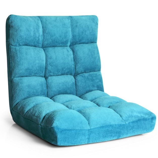 Floor Chair with 14-Position Backrest, Coral Velvet, Turquoise