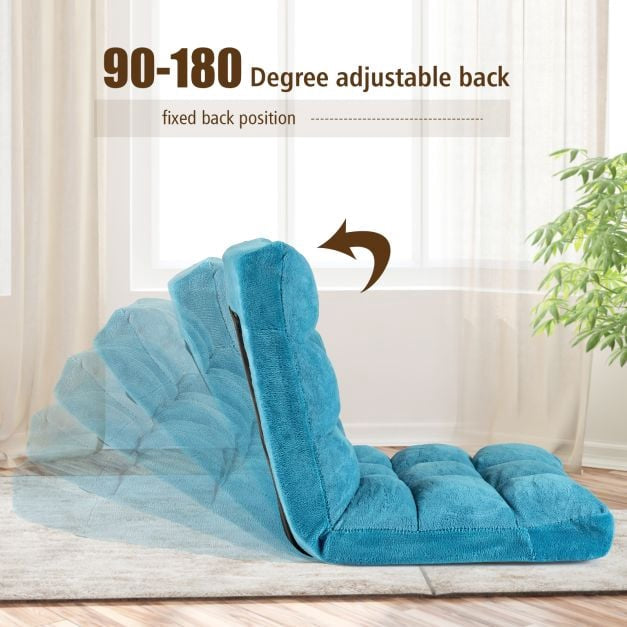 Floor Chair with 14-Position Backrest, Coral Velvet, Turquoise