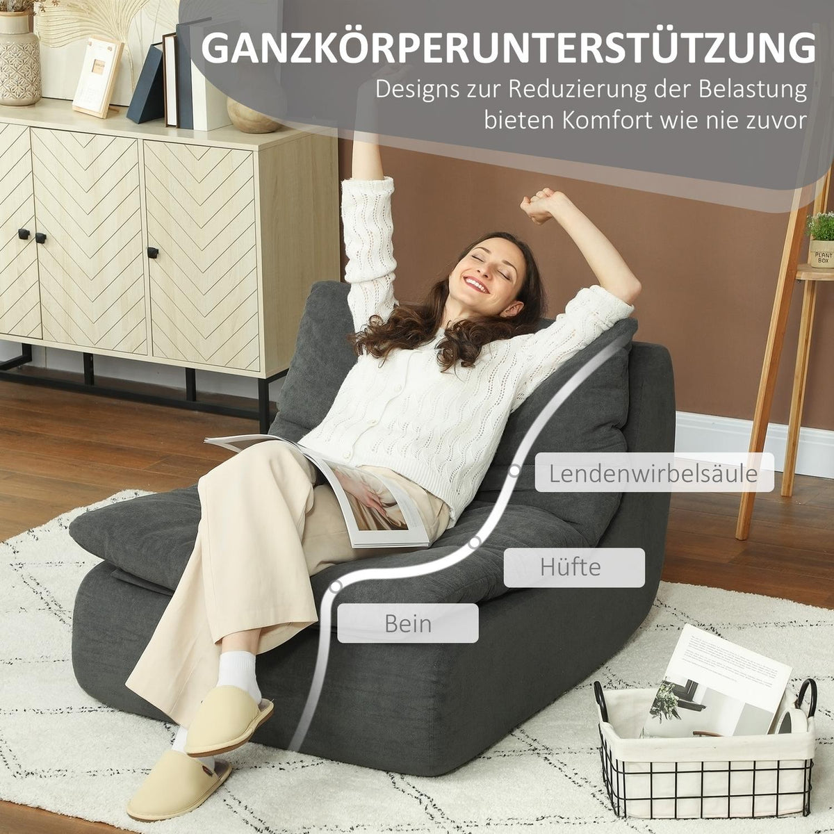 Floor Chair with One-Piece Ultra-High Density Foam, Floor Chair Lazy Sofa with Washable Cover Meditation Chair Relax Chair for Home, Office, Gray