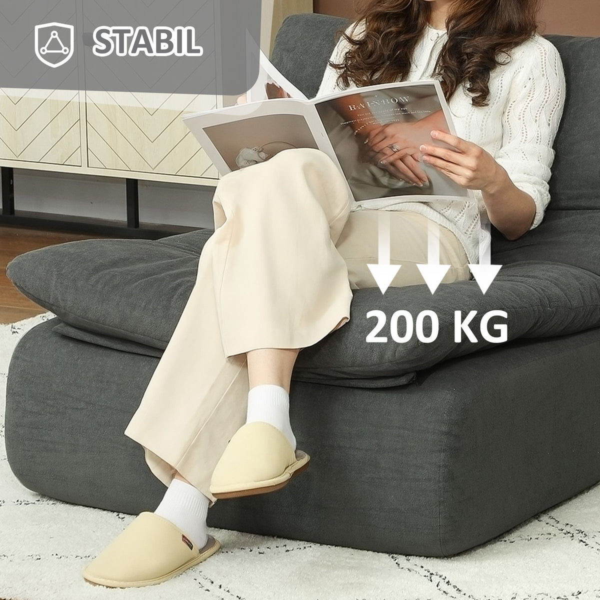 Floor Chair with One-Piece Ultra-High Density Foam, Floor Chair Lazy Sofa with Washable Cover Meditation Chair Relax Chair for Home, Office, Gray