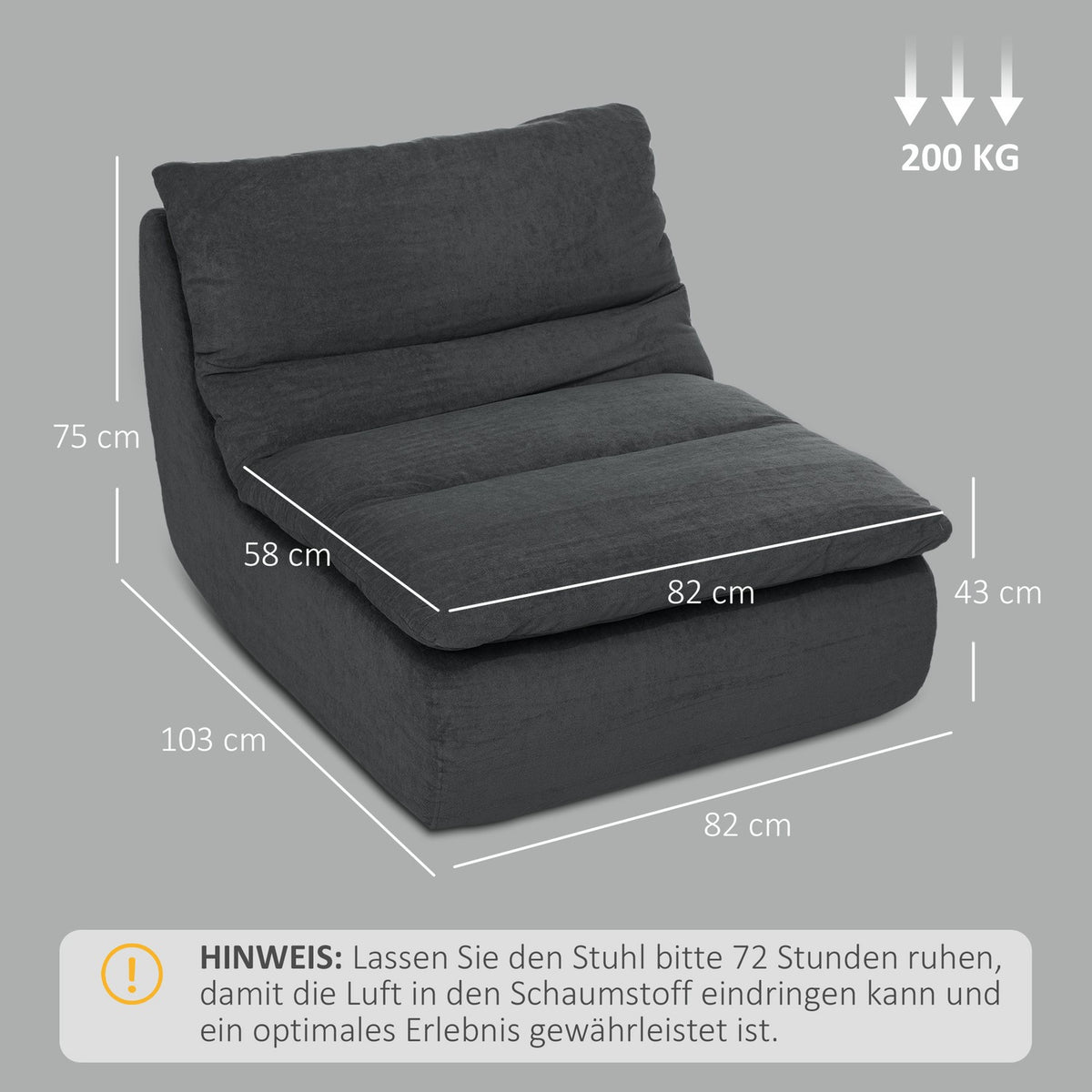 Floor Chair with One-Piece Ultra-High Density Foam, Floor Chair Lazy Sofa with Washable Cover Meditation Chair Relax Chair for Home, Office, Gray