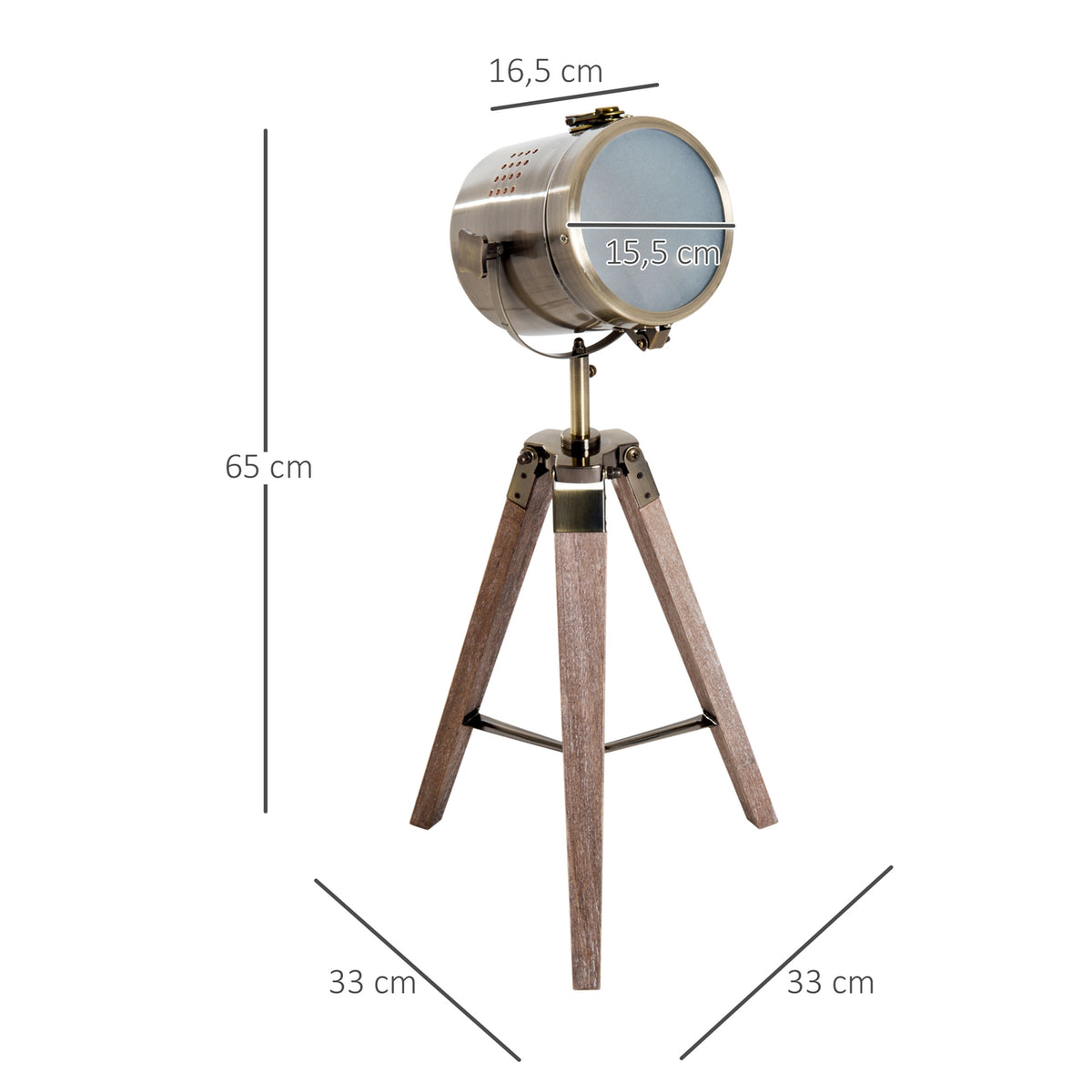Floor Lamp Design Table Lamp Headlight E14, Tripod Stainless Steel, 33X33X65Cm