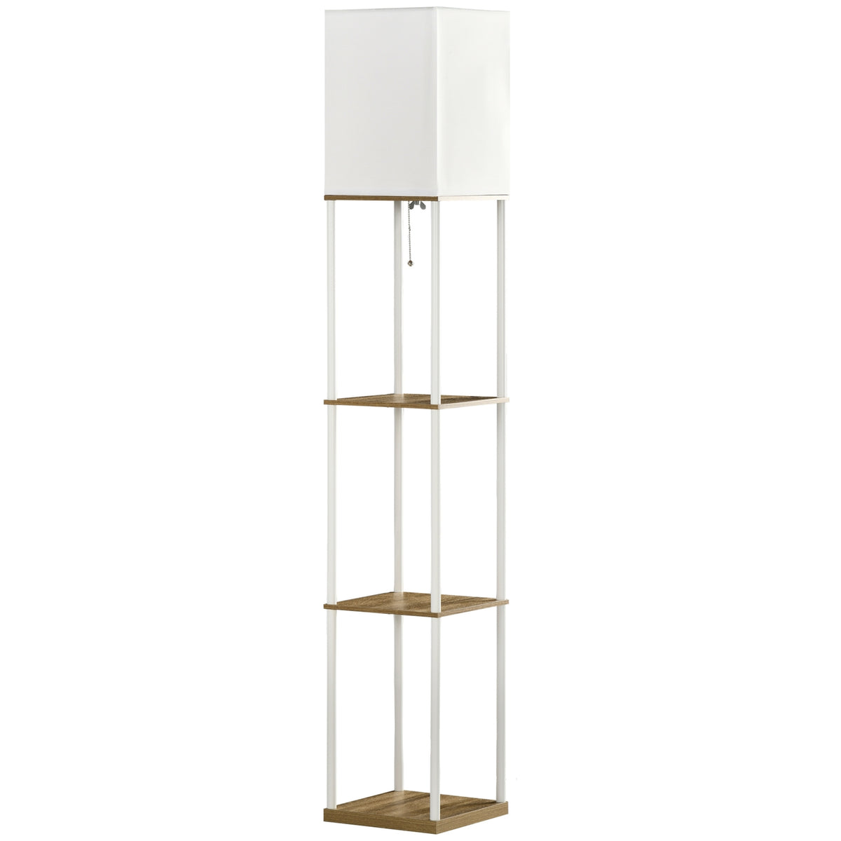 Floor Lamp E27 Base 40W 3 Compartment Floor Lamp Light Bulb Floor Lamp with Fabric Lampshade for Living Room Bedroom White