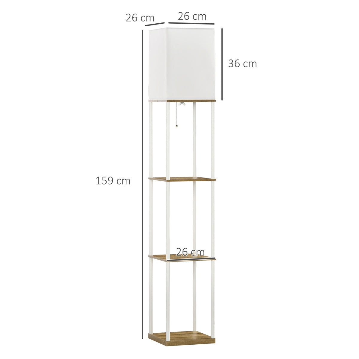 Floor Lamp E27 Base 40W 3 Compartment Floor Lamp Light Bulb Floor Lamp with Fabric Lampshade for Living Room Bedroom White